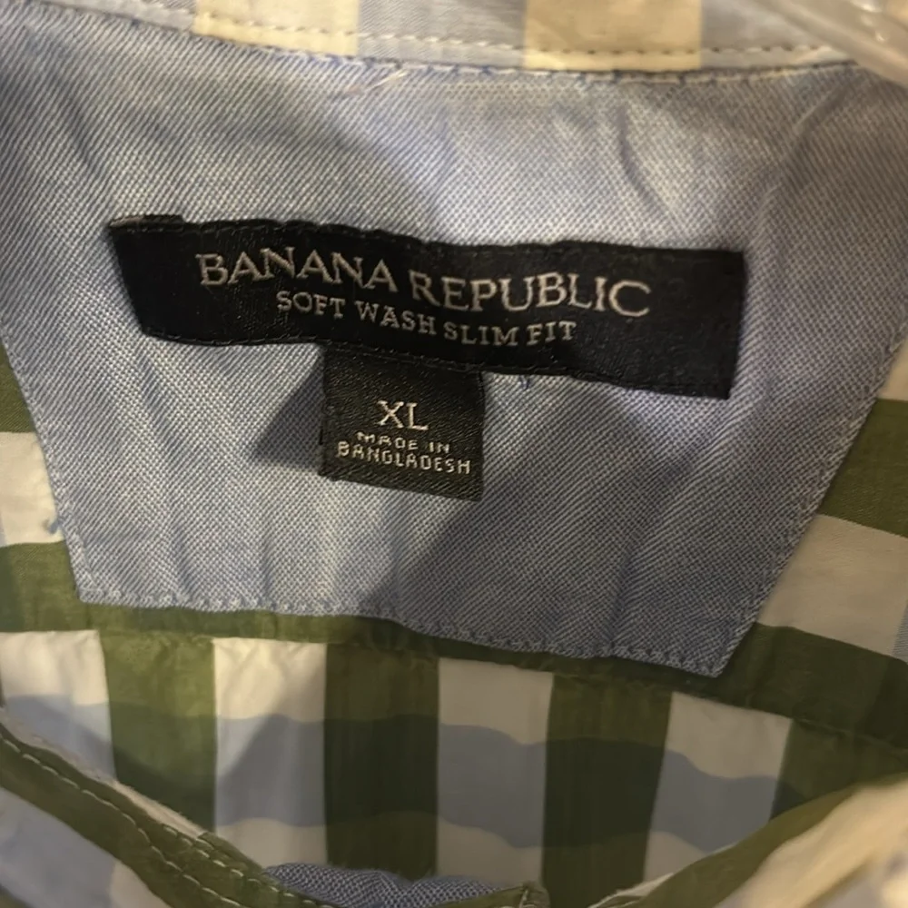 Banana Republic Green and Blue Button Up Shirt Men Size XL